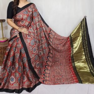 Ajrakh hand block print Saree