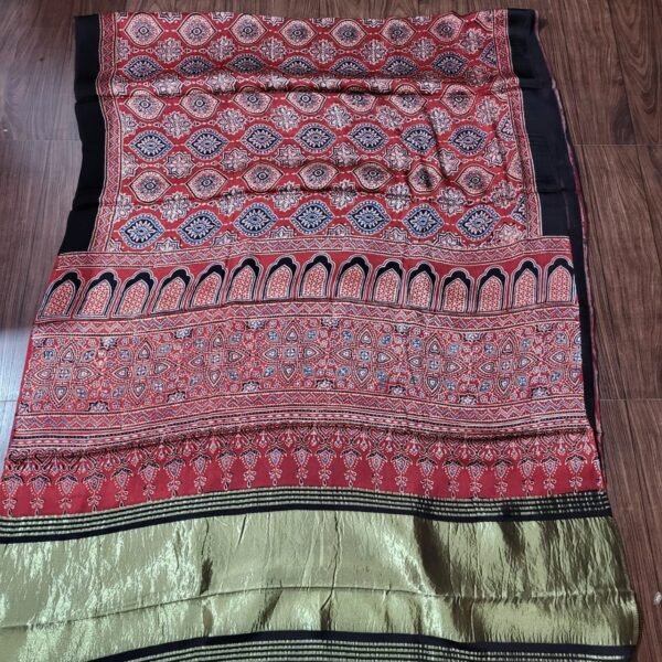 Ajrakh hand block print Saree - Image 2