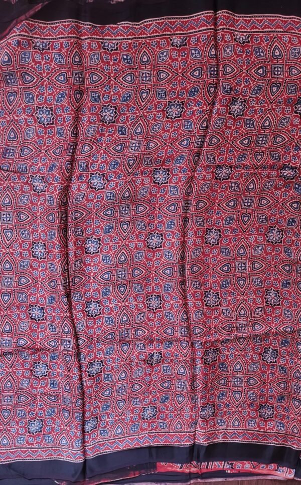 Ajrakh hand block print Saree - Image 3