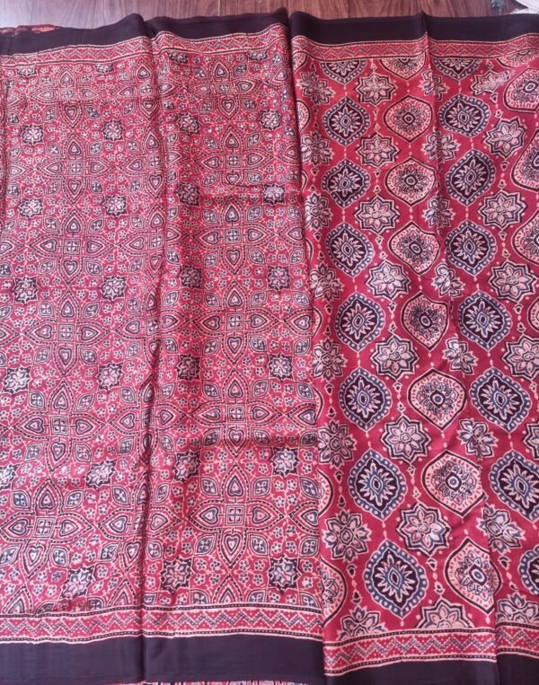 Ajrakh hand block print Saree - Image 4