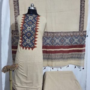 Buy Handcrafted Ajrakh Cotton Unstitched Suit Online – 100% Pure Cotton & Natural Dye