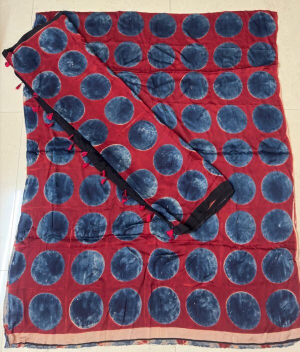 Hand Block Printed Cotton Dress Material Set (Red & Beige with Ajrakh Dupatta)