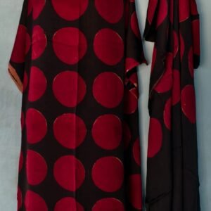 Handcrafted Black & Maroon Polka Dot Cotton Suit Set with Dupatta