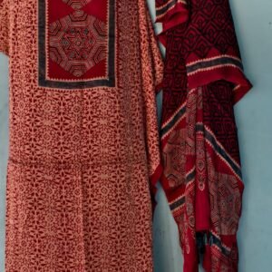 Black & Beige Handblock Printed Cotton Suit Set
