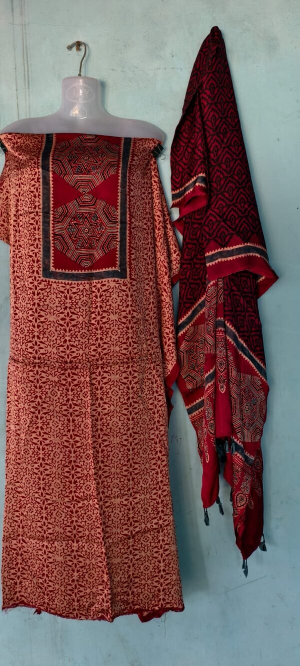 Black & Beige Handblock Printed Cotton Suit Set
